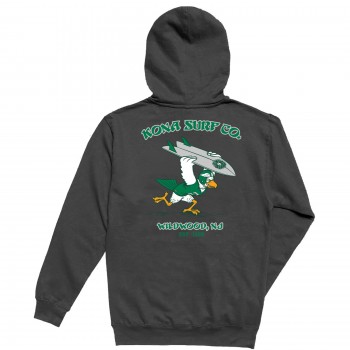 For The Birds Mens Vintage Washed Hoodie in Pigment Black
